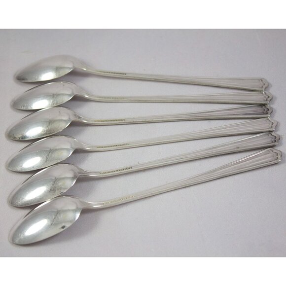 Vintage Lenox Silverplate 1933 by Wallace Silver Deerfield Iced Tea Spoons 6 - Picture 8 of 9